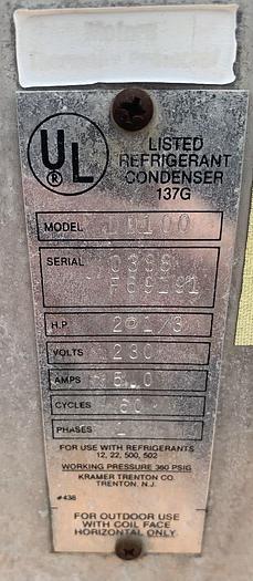 Used Refrig, Chiller, Kramer, Mdl DD100, Fluid Cooler, 2-Fan #S743879