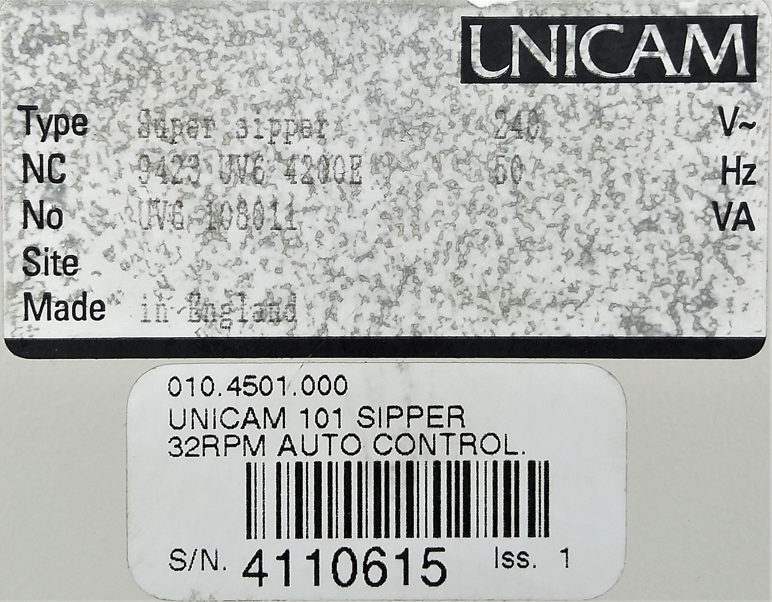 Used Watson Marlow Auto Control 32RPM Super Sipper for Unicam UV-Visible Spectrometer