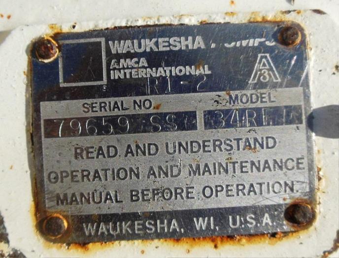 Used Pump, Positive, Waukesha, Mdl 34RF, 316 S/st, 1 HP, 2" #S742446