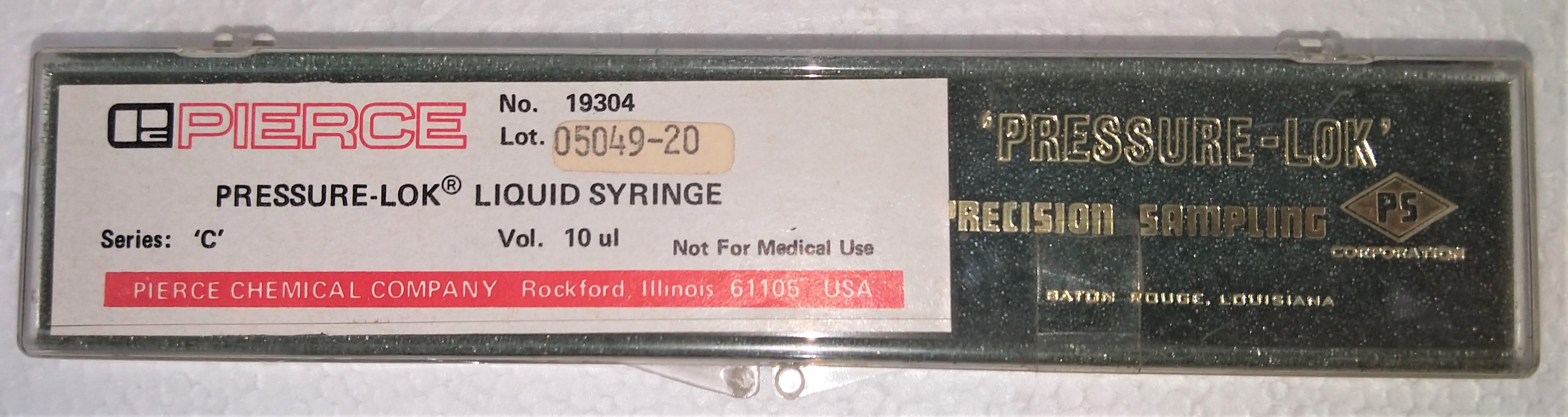 New Open Box Pierce Pressure-Lok Series C Liquid Syringe -10μL