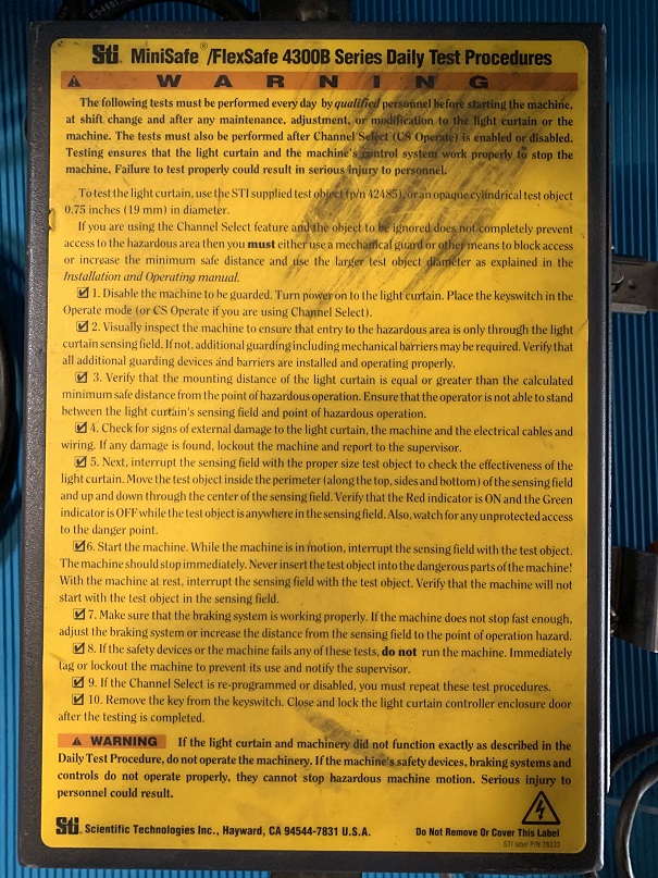 Used Scientific Technologies Minisafe/Flexsafe 4300B Series