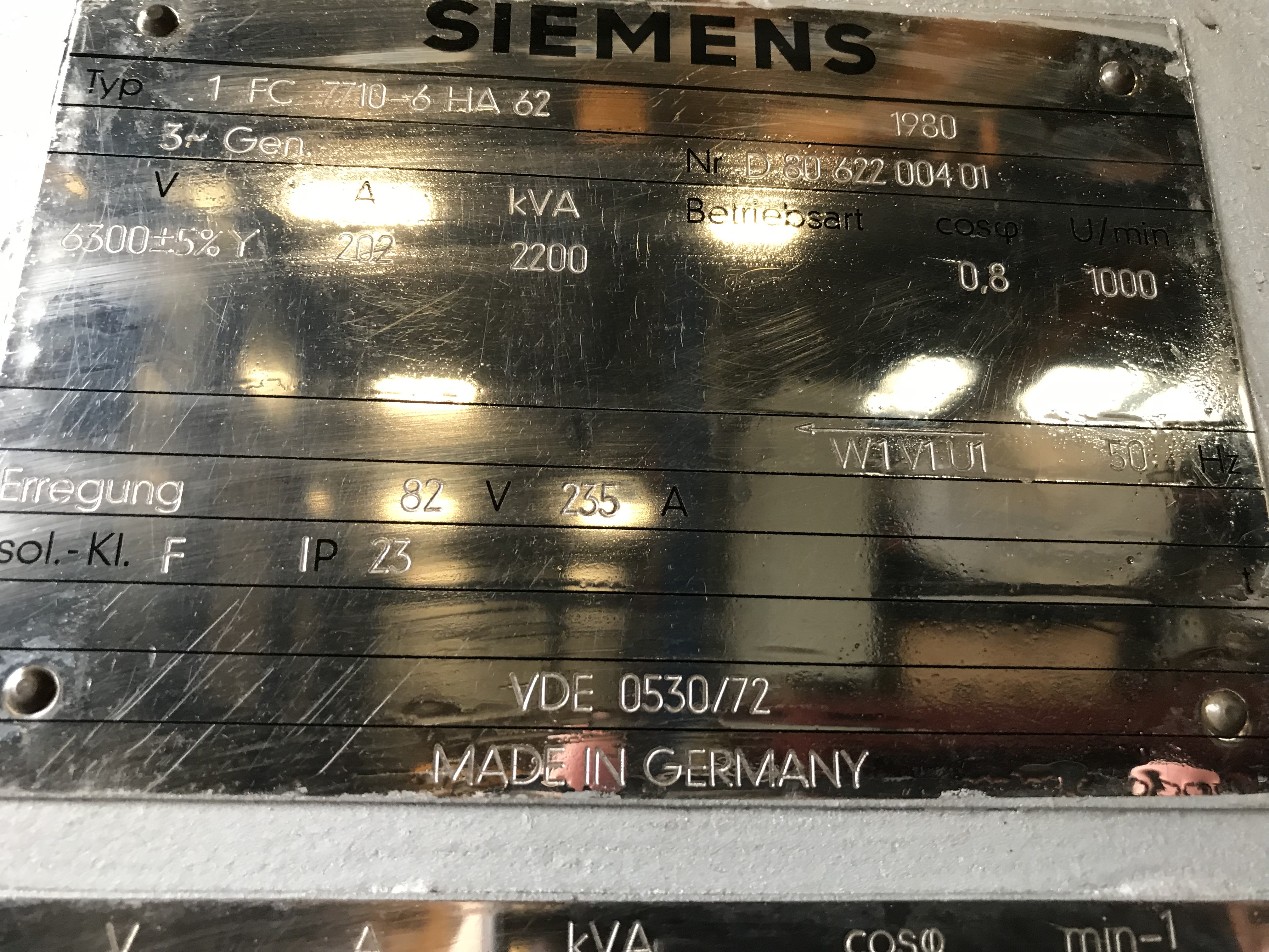 Used DEUTZ BV9M628 / SIEMENS GEN.SET 2200 KVA