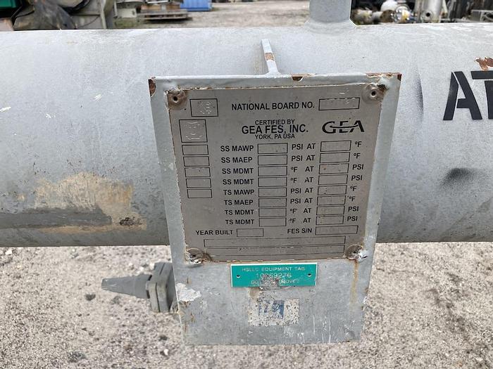 Used GEA FES Inc. approximately 230 square foot shell and tube heat exchanger