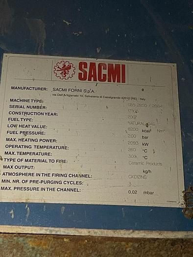 Refurbished HORIZONTAL DRYER SACMI SB5 285/28,64