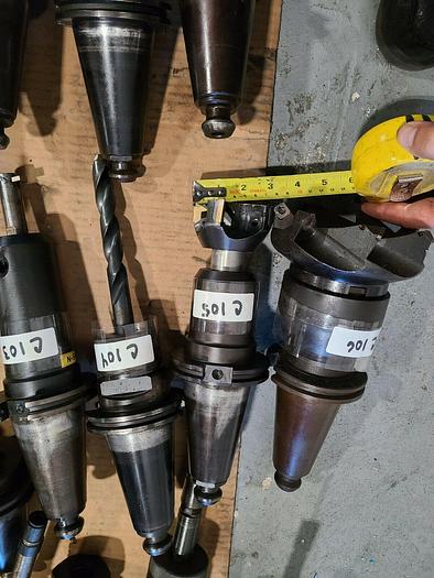 Used CAT 50 Tool Holders One Lot of 8 Assorted CNC Tooling with Cutters Drills