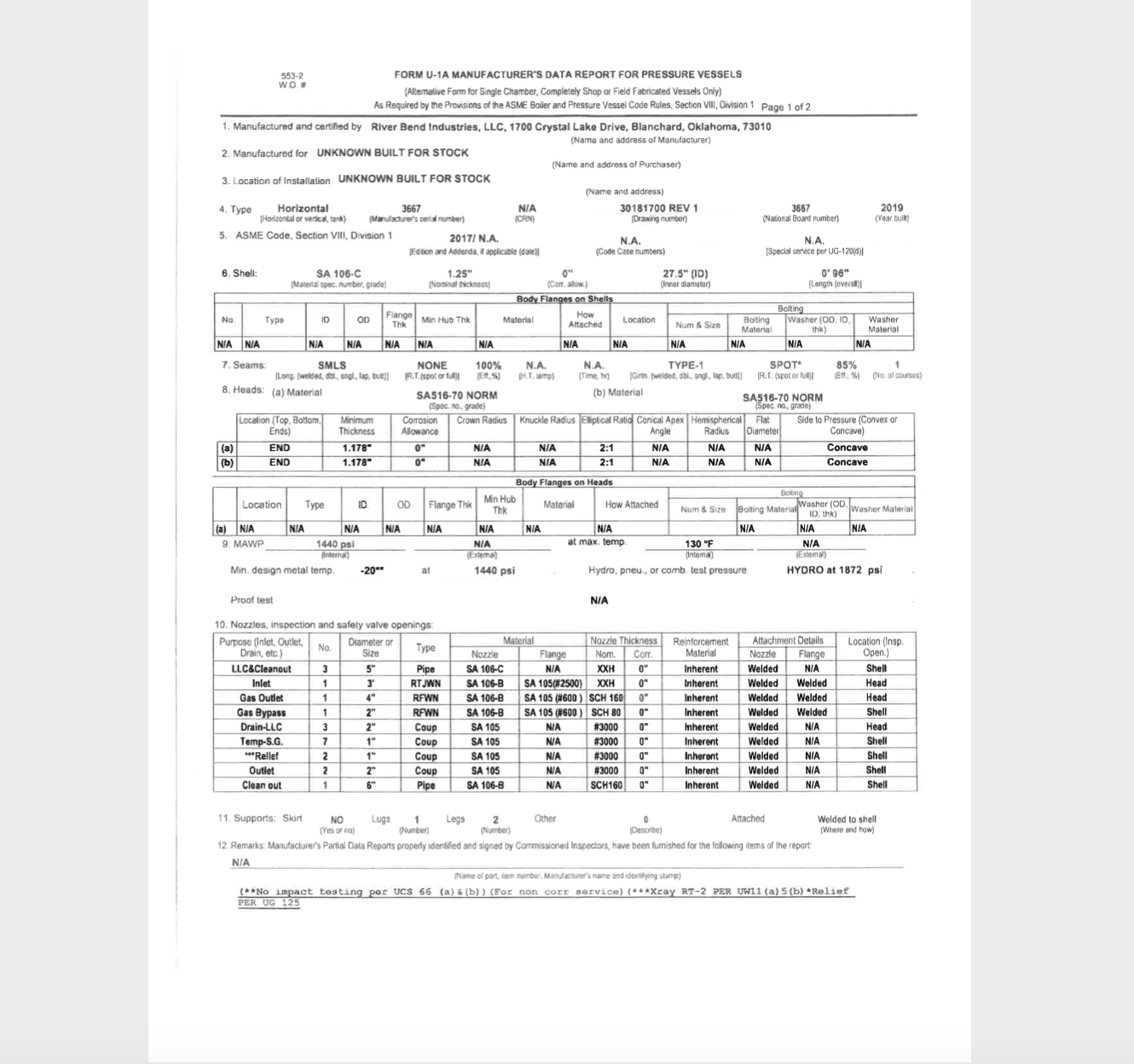GPU, Single, 30"x8', 1440, 1.5 mmbtu