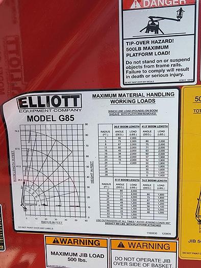 Used 2017 Elliott G85R Sign Crane on 2017 Freightliner M2-106 6x4 Reg Cab Flatbed Truck - MB7599