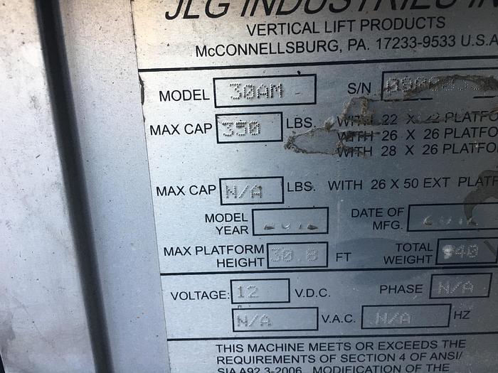 Used 2012 JLG 30AM Man Lift with Contrail TC-2T Trailer