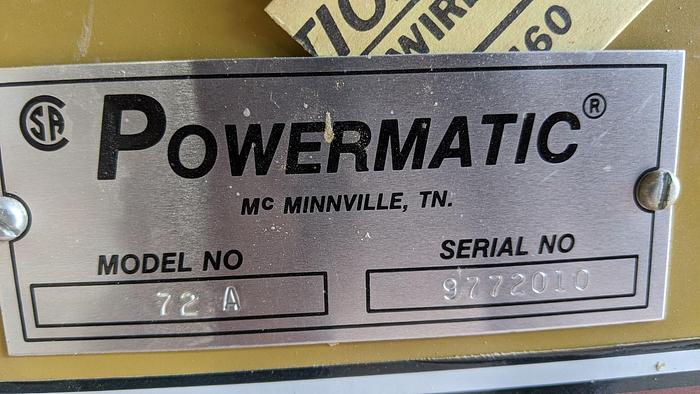 Used Powermatic 72A 12'' Table Saw Biesemeyer Blade Guard