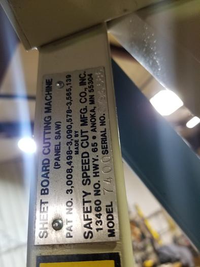 Used Safety Speed 7400 Vertical Panel Saw, 3HP,  230V 3PH, 2007
