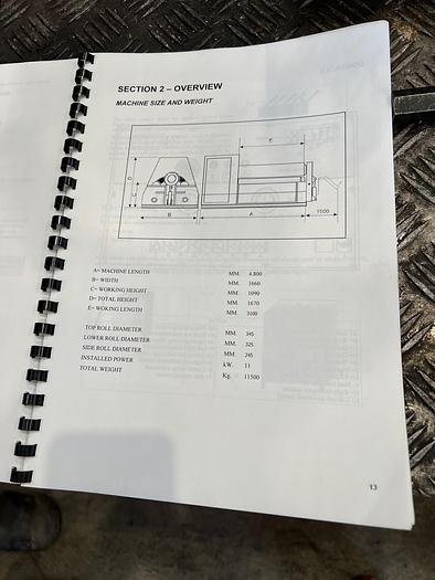 Used BRUGT HYDRAULISK PLADEVALSE FABRIKAT TAURING, MODEL OMEGA 420/310