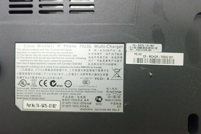 Used Cisco 74-5475-01 B0 Wireless IP Phone 7925G Multi-Charger with Power Supply