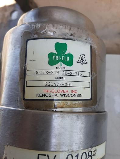Used Valve, Shut-Off, 2", 316L Stainless Steel, Tri-Clover, Model 361TR-10M-20-2 #S744699