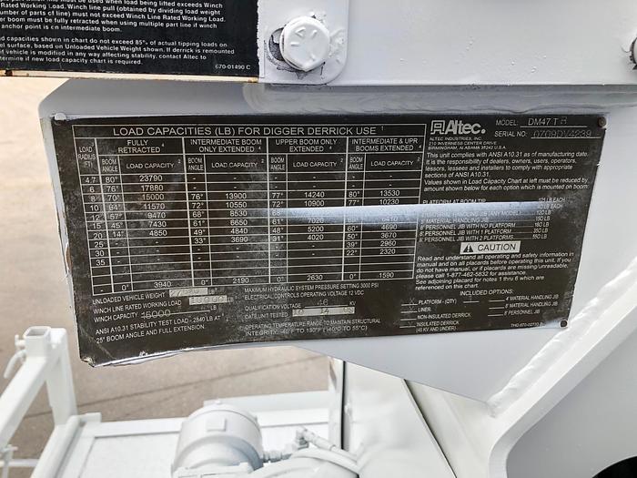 Used 2010 Freightliner M2-106 Altec DM47-TR Upper Controls Digger Derrick - P3257