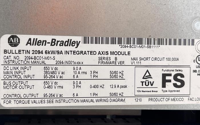 Used Allen-Bradley 2094-BC01-M01-S SER B 