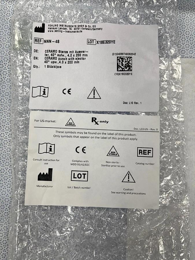 Used Fehling Ceramo Kerrison Punch - NNN-4S - 4.0mm with ejector - NEW IN PACKAGE