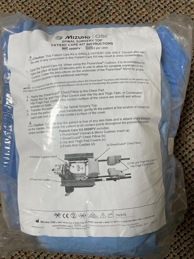 Used Mizuho OSI Jackson Table Spinal Surgery Top Patient Care Kit- 5808PV