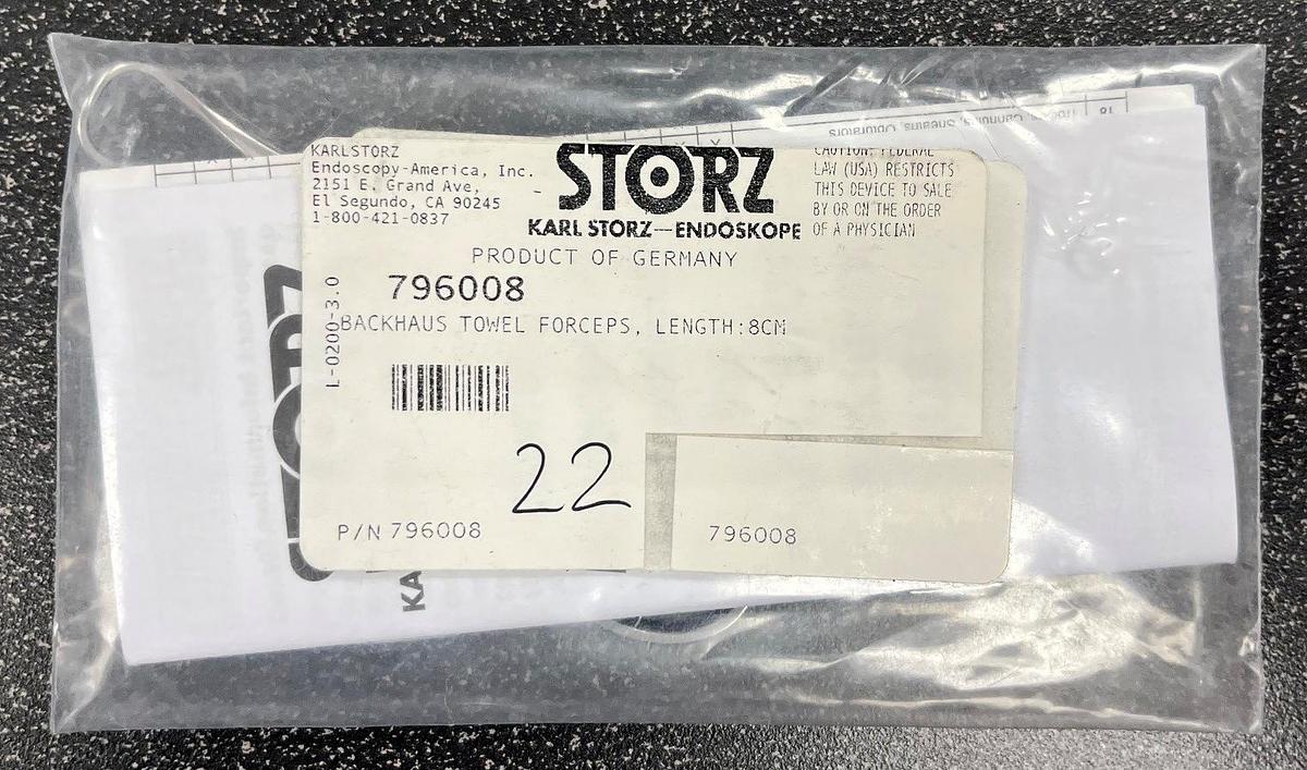 Storz 8cm Backhaus Towel Forceps - 796008 