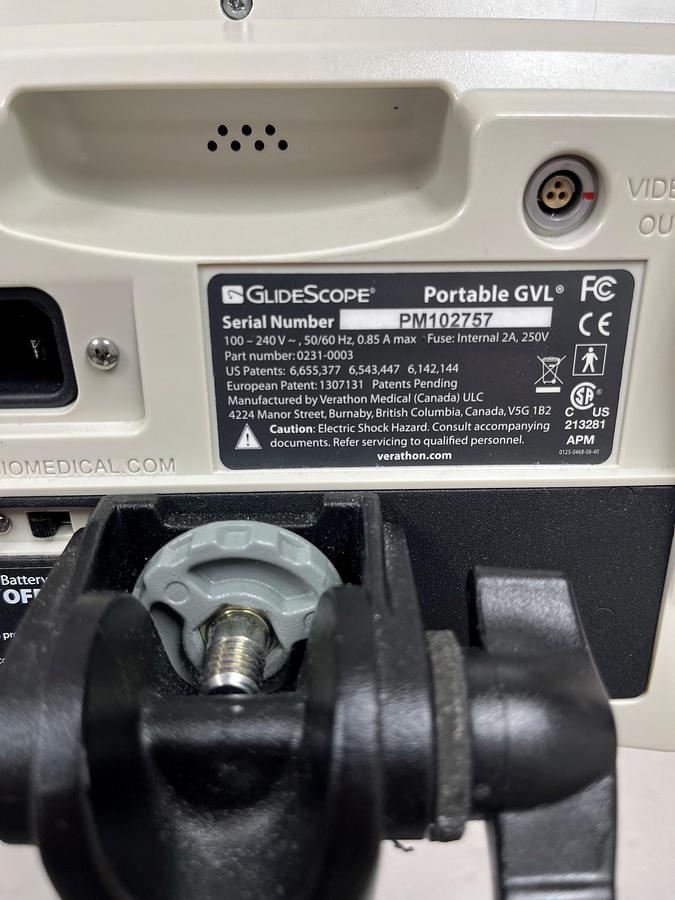 Used GlideScope 0231-0003 Portable GVL Monitor w Rolling Stand 