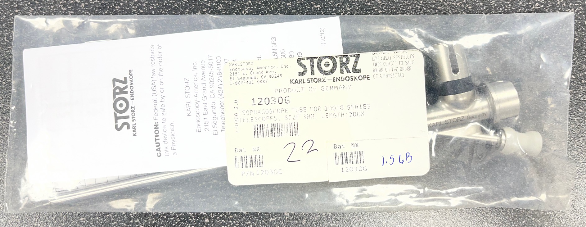 Storz 3mm Esophagoscope Tube - 12030G 