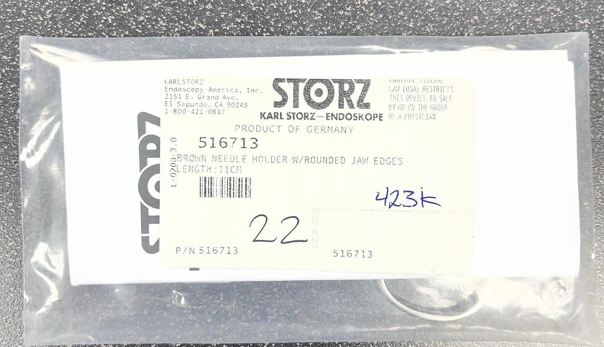 Storz 11cm Brown Needle Holder w Rounded Jaw Edges - 516713