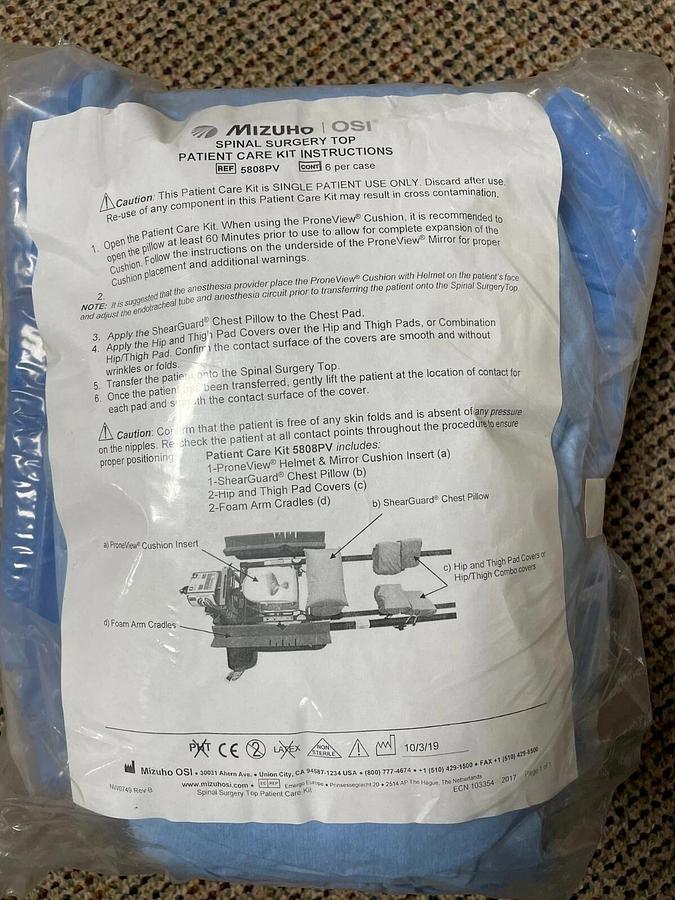 Used Mizuho OSI Jackson Table Spinal Surgery Top Patient Care Kit- 5808PV