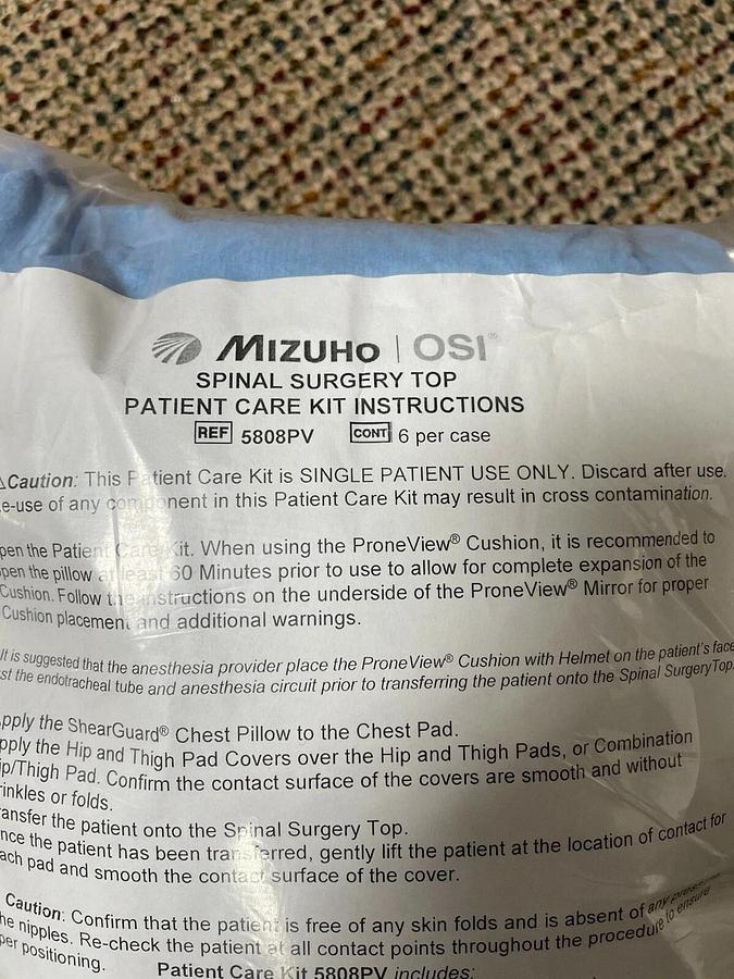 Used Mizuho OSI Jackson Table Spinal Surgery Top Patient Care Kit- 5808PV