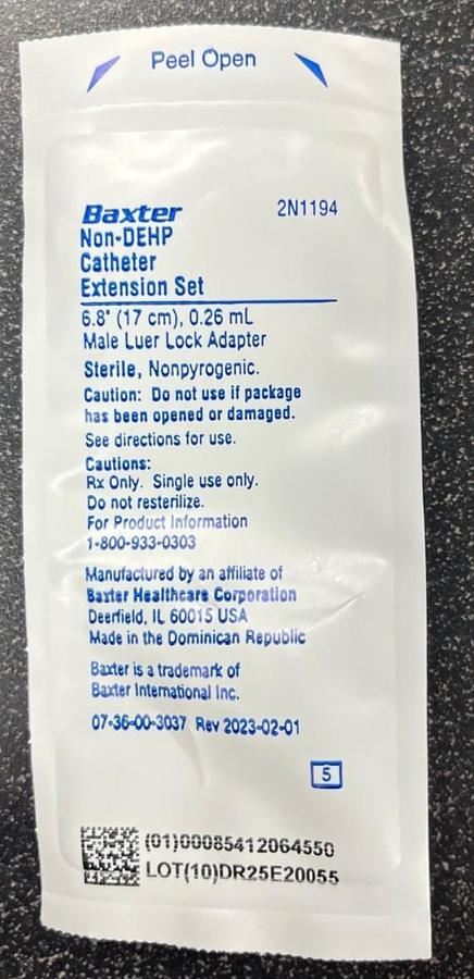 Used Baxter I.V. Catheter Extension Set w Male Luer Lock Adapter - Case of 50