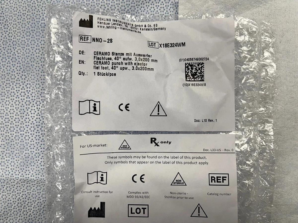 Used Fehling Ceramo Kerrison Punch- NNO-2S- 3.0mm with ejector - NEW IN PACKAGE