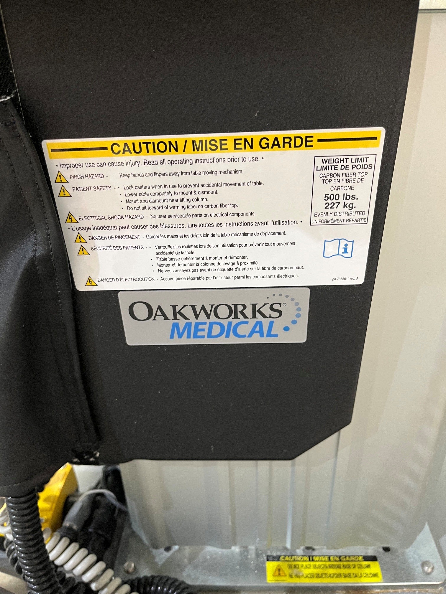 Used Oakworks CFPM301 Integrated Headrest Pain Management Table 