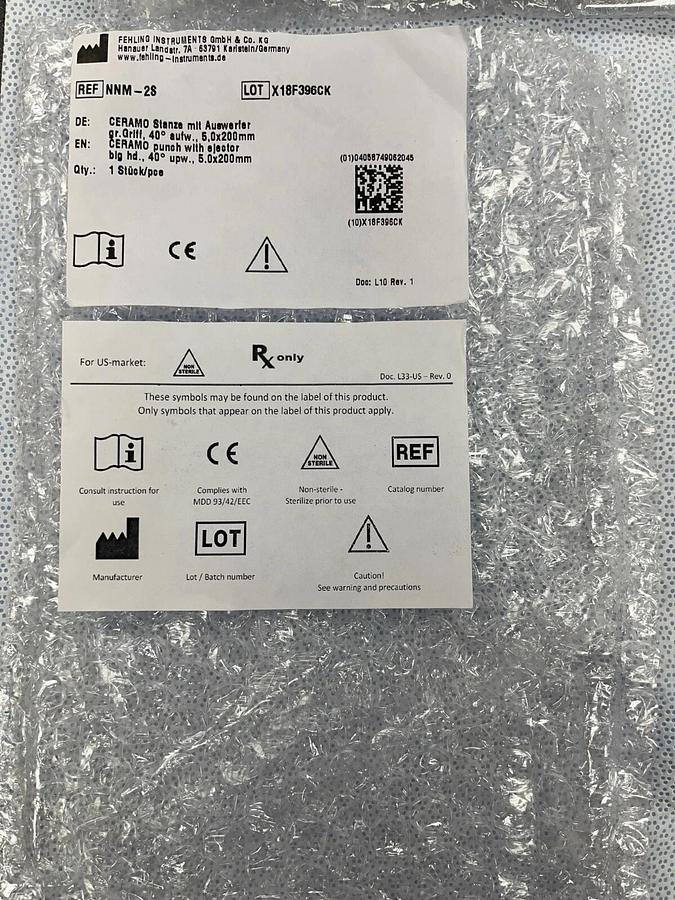 Used Fehling Ceramo Kerrison Punch - NNM-2S - 5.0mm with ejector - NEW IN PACKAGE