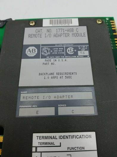 Used ALLEN BRADLEY 1771-ASB/C ADAPTER MODULE REV E SERIES C