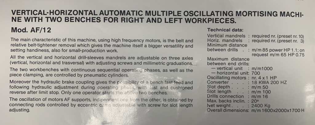 Usato Foratrice oscillante orizzontale e verticale, doppia, per elementi di sedia
