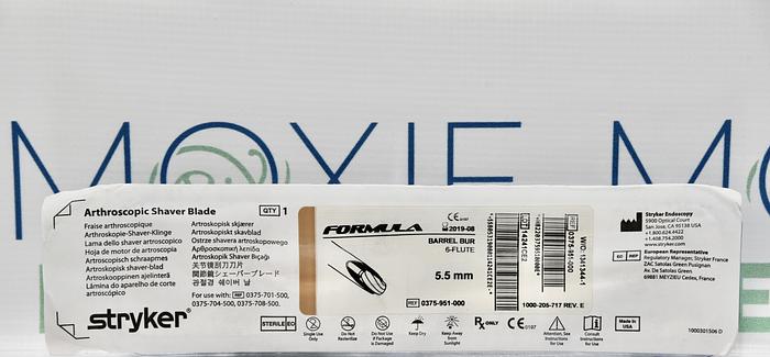 STRYKER 375-951-000 FORMULA BARREL BUR 6-FLUTE 5.5MM, 5 units