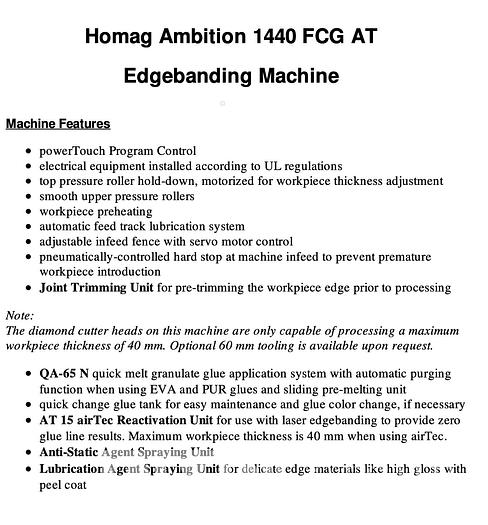 Used Homag Ambition 1440 Edgebander