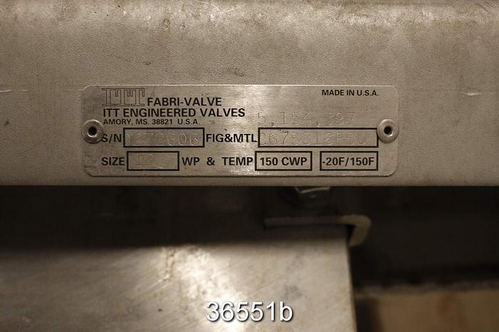 Used Fabri 12" Hand Operated Knife Gate Valve #36551