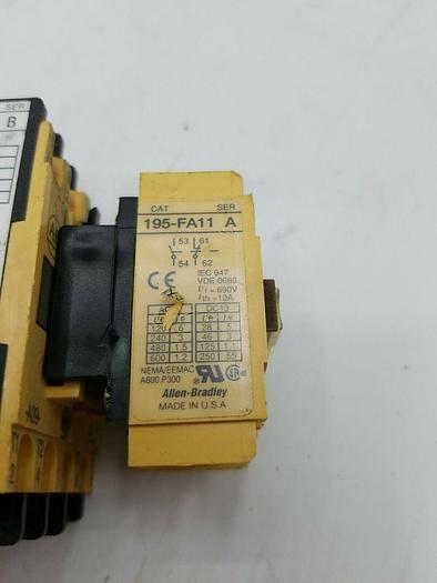 Used Allen-Bradley 100-A09NZ*3 Ser. B 195-FA11 Ser A