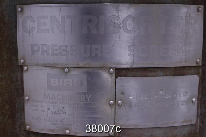 Used Bird 400 Pressure Screen, Fabricated Stainless Steel Casing #38007