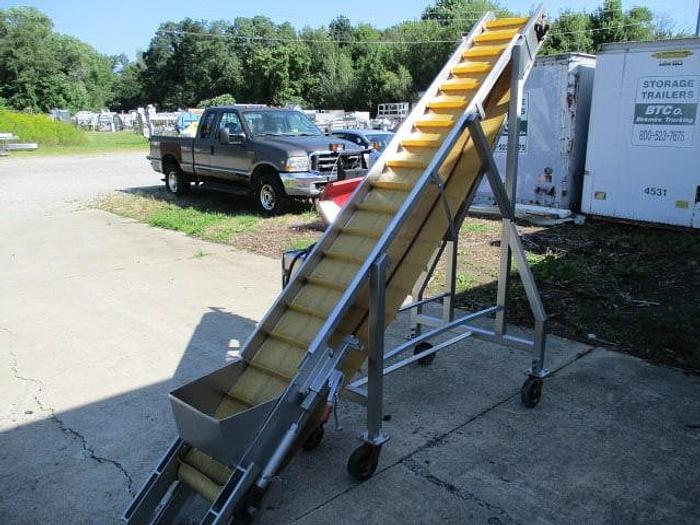 Used Incline Conveyor; Cleated Rubber Belt; 12"Wx10'L