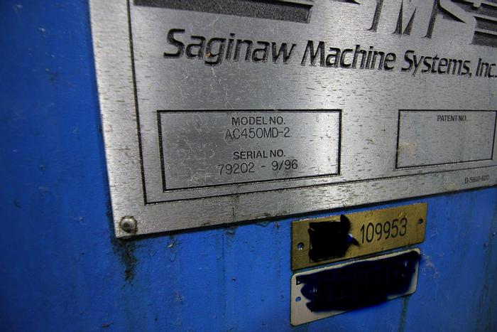 Used SAGINAW MACHINE SYSTEMS TWIN SPINDLE VERTICAL CNC TURNING CENTER
