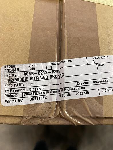 FANUC A06B-0212-B205 AC SERVO A2/5000 iS MTR W/O BRK STR