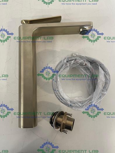 Brushed Gold Single Handle Faucet For Bathroom w/ Brushed Gold Pop Up Stopper