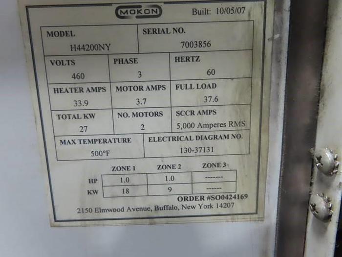Used 27 KW MOKON HOT OIL HEATER - 2 ZONES (18 KW & 9 KW)