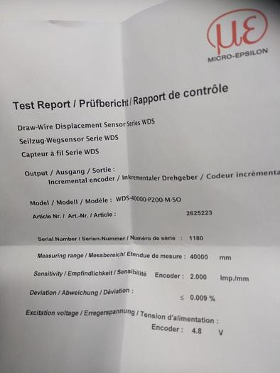 Wegmesssystem WDS-40000-P200-M-S0, Micro Epsilon,  neu