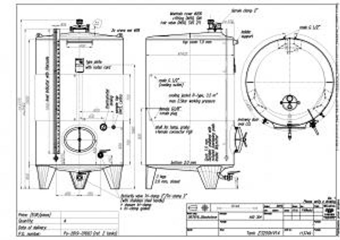 New Stock Letina 845Gal/3200L Closed Top Jacketed Storage Tank