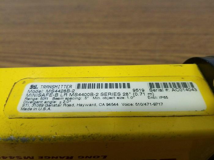 Used STI MS4428B-2 SERIES SAFETY LIGHT CURTAIN