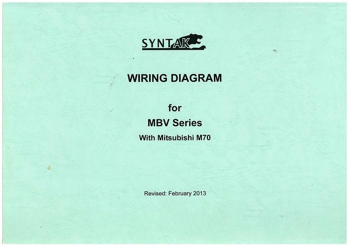 Used Manual for Used SYN Mill Vertical Machine Center Wiring Diagram For MBV Series With Mitsubishi M70