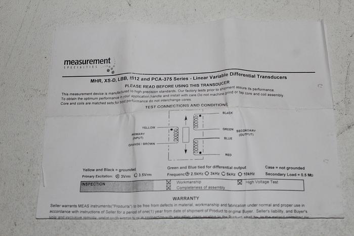 Parts Only Measurements Specialties Linear Variable Differential Transducer (B4)
