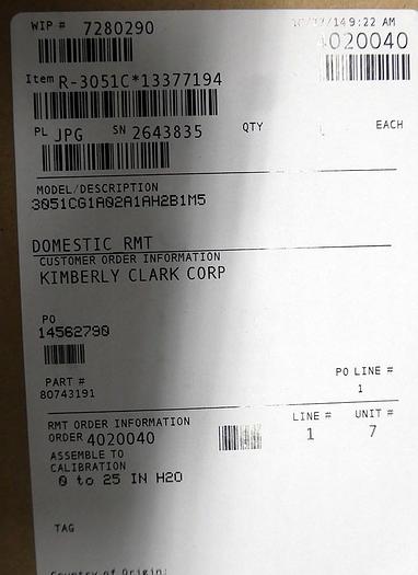 Used ROSEMOUNT 3051CG1A02A1AH2B1M5 PRESSURE TRANSMITTERS (EIGHT AVAILABLE)