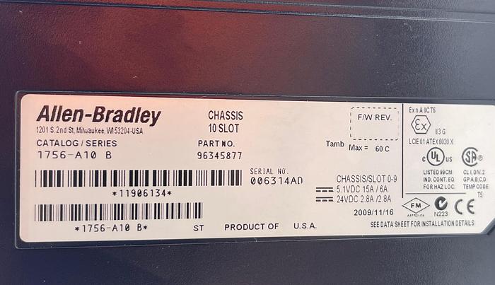 Used Allen-Bradley 1756-PA72/C 1756/A10 Ser B 